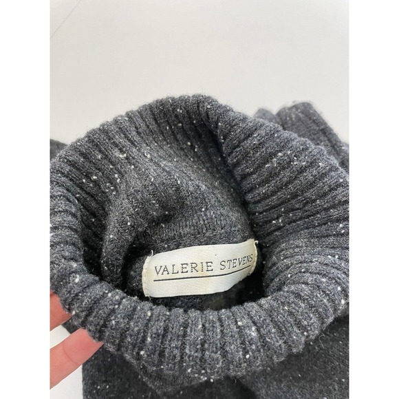 Valerie Stevens Argyle Sweater Women's Size Small Gray Wool Diamond Pullover - Picture 3 of 9